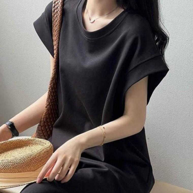 LD 밑단 옆트임 포인트 롱 원피스 여성 패션 코디 시원한 우아한 차분한