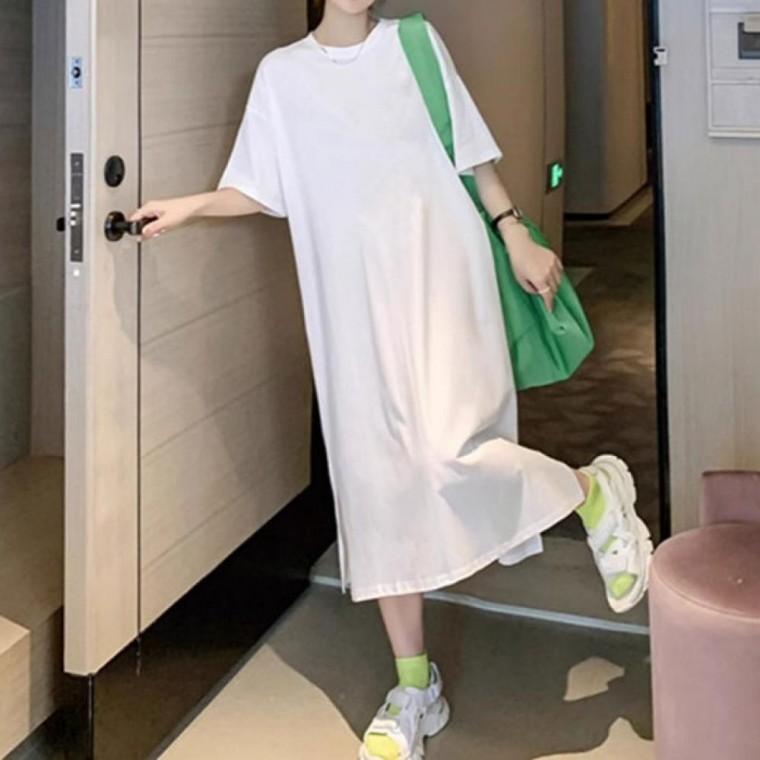 LD 밑단 옆트임 포인트 롱 원피스 여성 패션 코디 시원한 여름 썸머