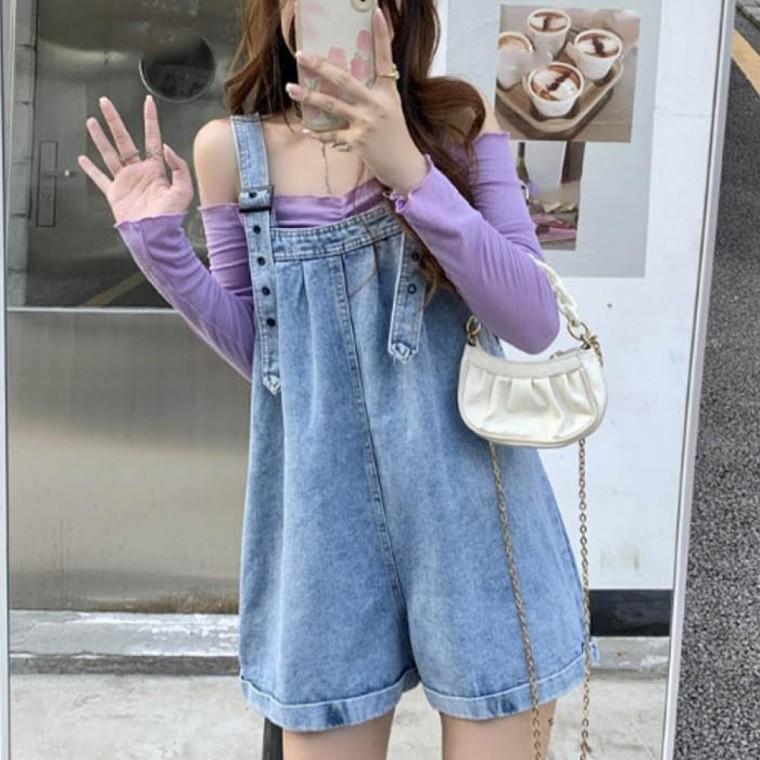 LD 와이드핏 멜방 청반바지 버클 스트랩 디테일 여유로운 캐주얼 데일리 귀