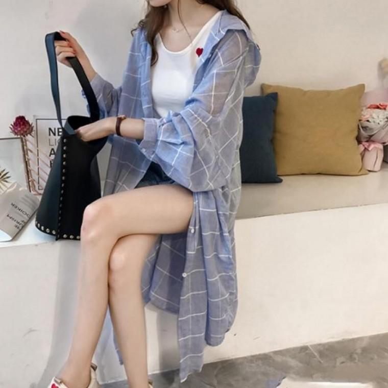 LD 후드가 달린 롱 캐주얼 셔츠 톤다운된 컬러로 코디하기 간편한 가디건 스