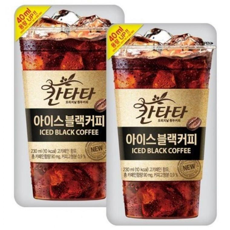 롯데 칸타타 아메리카노 파우치 커피 액상 팩 음료 아이스 블랙커피 230ml 10팩