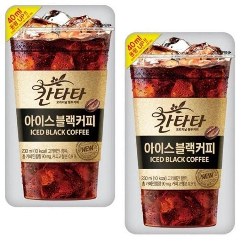 롯데 칸타타 박스 비축 가정용 사무실 액상 팩 음료 아이스 블랙커피 230ml 20팩