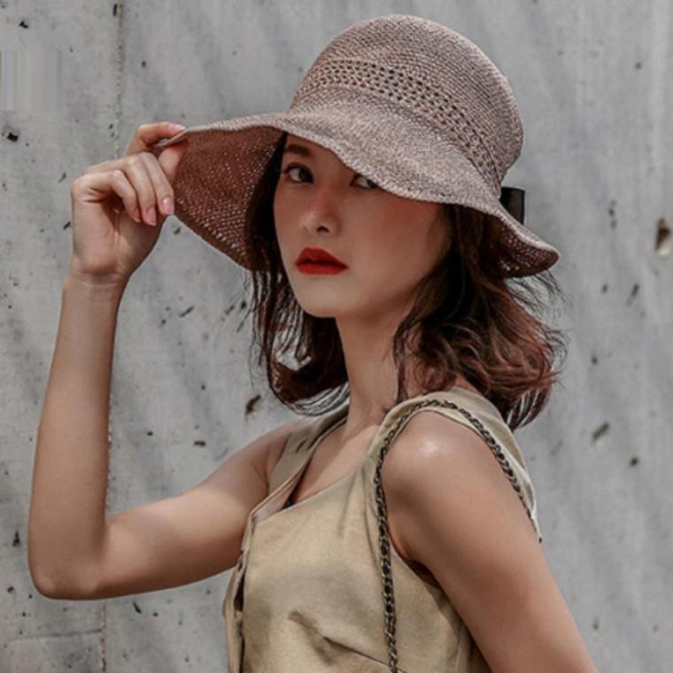 여성 바캉스 휴양지 여름 밀짚 썸머 모자 리본 버킷햇