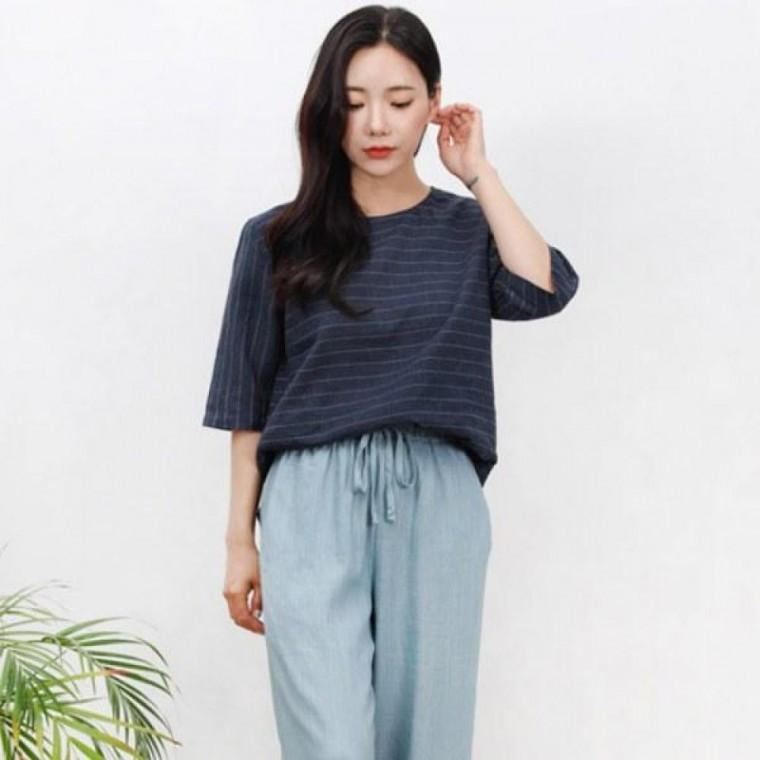 남녀공용 반팔티셔츠 여름 린넨 여자 여성의류