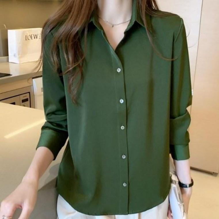 긴팔 여성블라우스 세미정장 여성용 기본형 상의