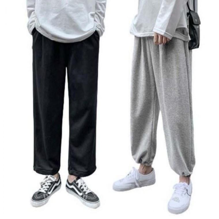 빅사이즈 면바지 여자 발목조임 트레이닝 여성용