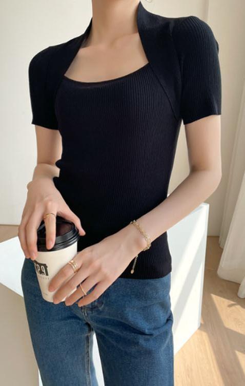 스퀘어넥티 얇은반팔티 여성반팔티