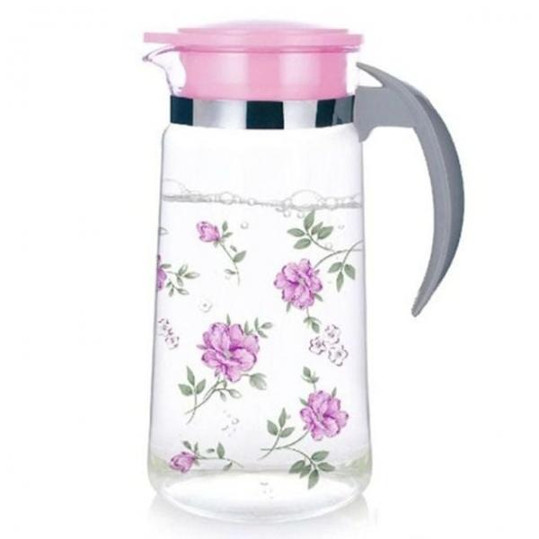 꽃 냉장고 물병 물통 보틀 워터저그 1.4L 유리 핑크