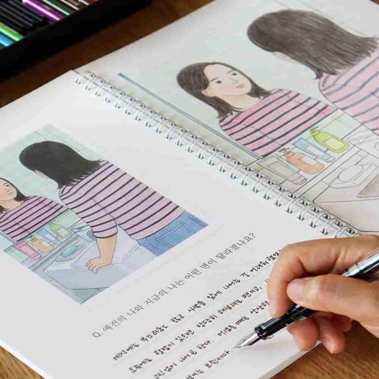 컬러링 질문북 시니어색칠공부 DIY명화그리기 드로잉북