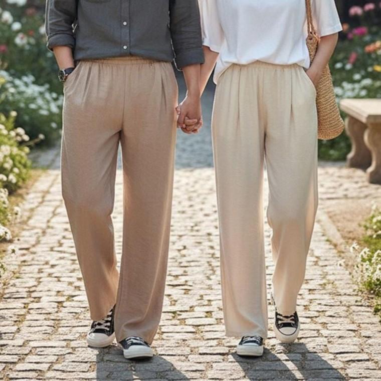 공용스타일 플랫츠 린넨 실속있는 투턱 일상룩 여름 와이드 캐주얼 바지