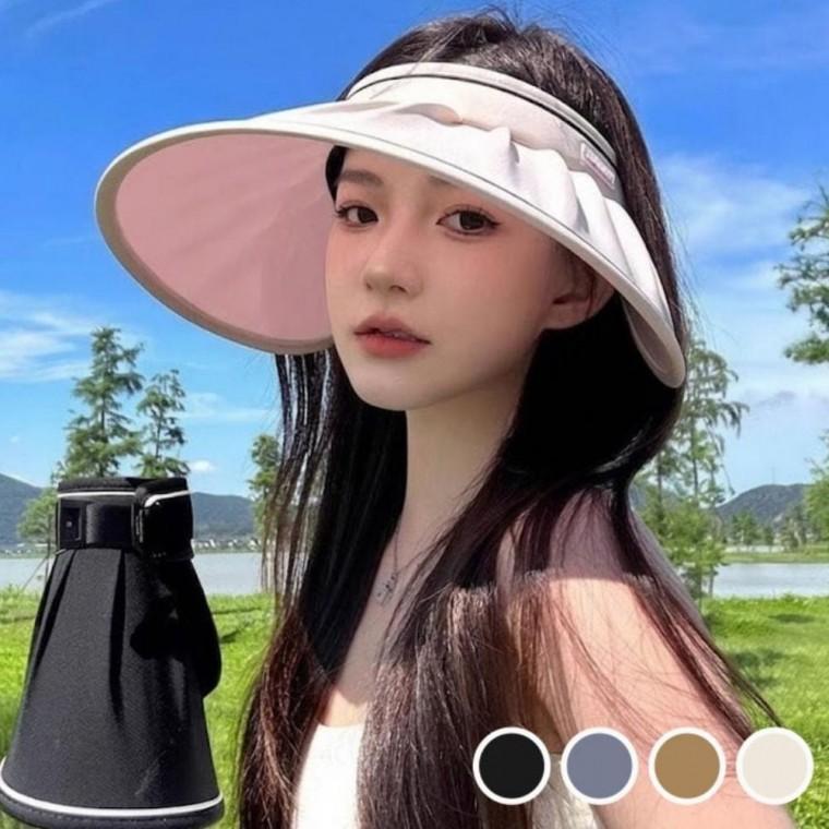 우먼즈 조절 센스있는 가능 밴딩형 예쁜 주름 넓은핏 햇빛 차단 썬캡