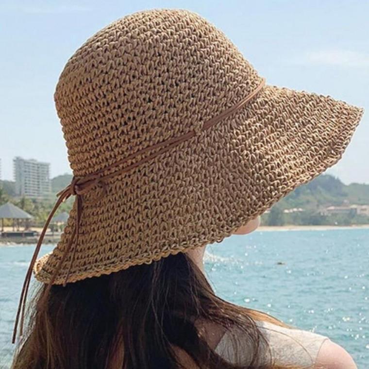 여성 러블리 간편한 와이어챙 왕골 라피아햇 1P 리본 스트랩 밀짚 모자