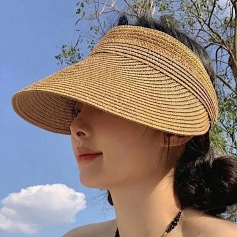 여성 실용적인 넓은챙 밀짚 모자 1P 둘레조절 선캡 휴양지 바캉스 여름