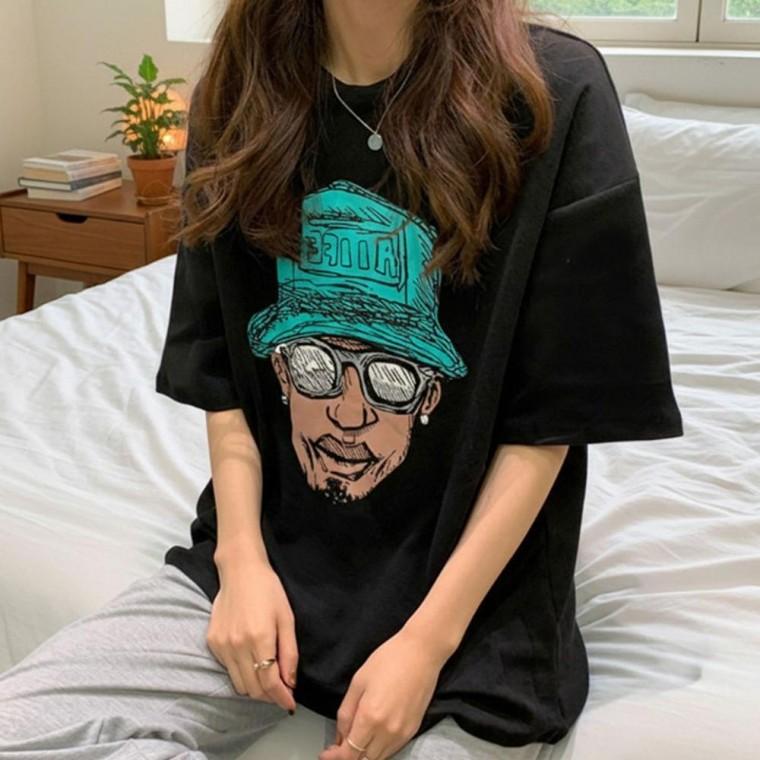 남녀 내추럴한 프린팅 데일리 반팔티 1P 박스티 여유핏 여름 티셔츠 스타일