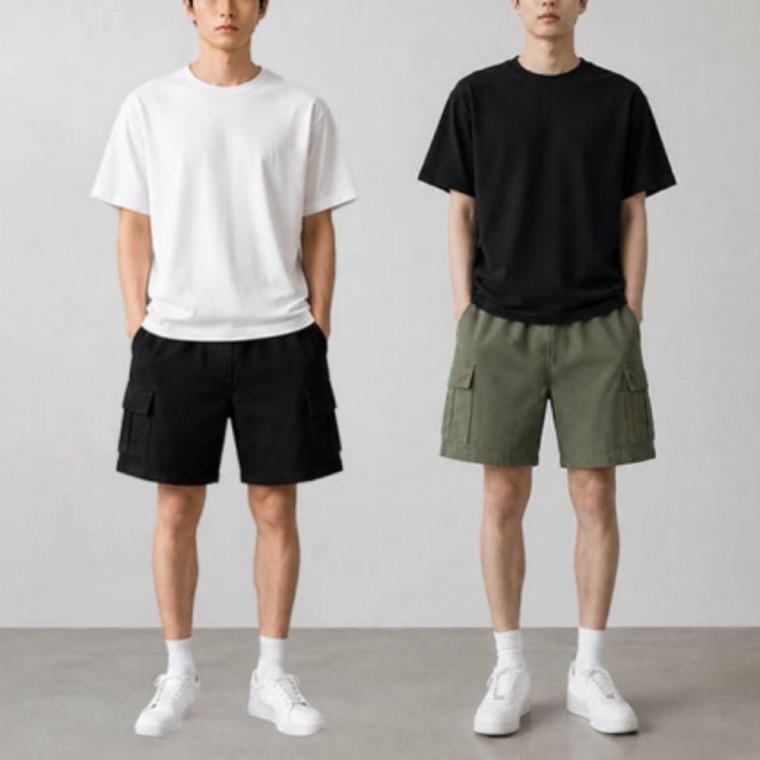 밴딩 카고 반바지 남성 캐주얼 트레이닝 포켓 숏팬츠