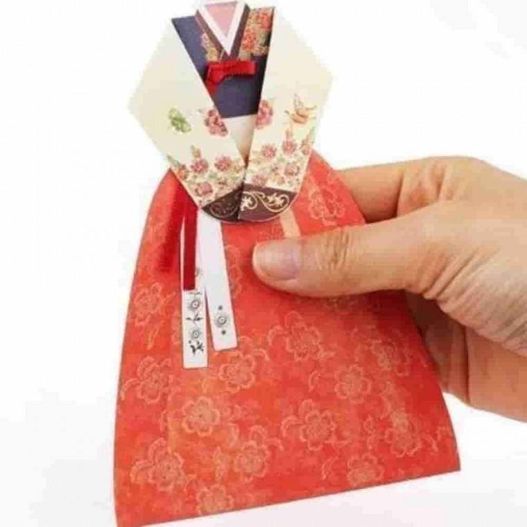 모란 수채 한복카드 예쁜편지지 연화장 구정연하장