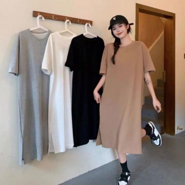 루즈핏 반팔 여리한 롱 원피스 기본 단정 캐주얼 여름