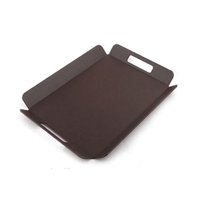 카멜 논슬립 모던한 쟁반 손잡이형 브라운 중 42X33cm 직사각 트레이