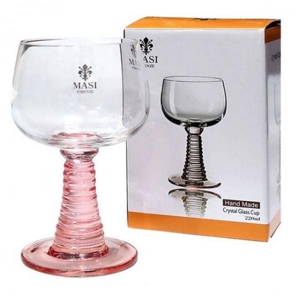 마시피렌체 유리컵 220ml 물컵 와인잔 핑크 샴페인 1P