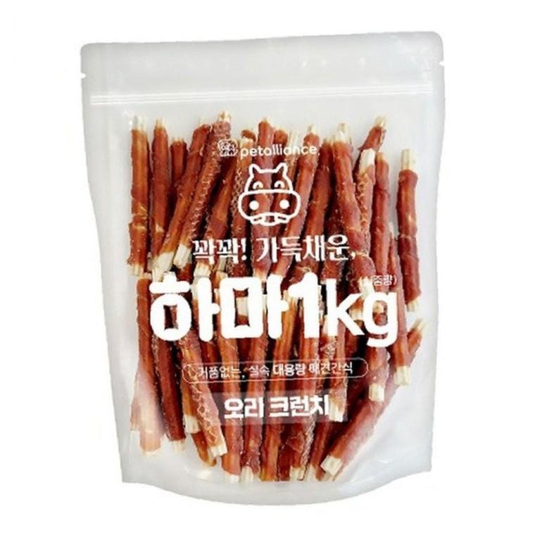 하마 한입형 오리 크런치 1kg 강아지 실속 대용량 간식