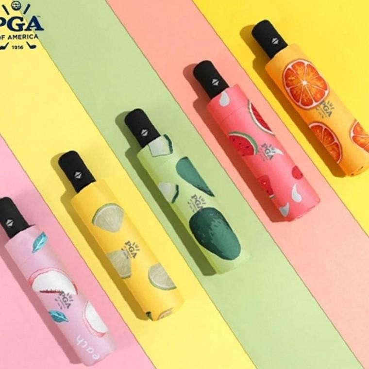 PGA 프룻츠 쾌적한 350g 초경량 3단 전자동 암막 우산 우양산 양우산