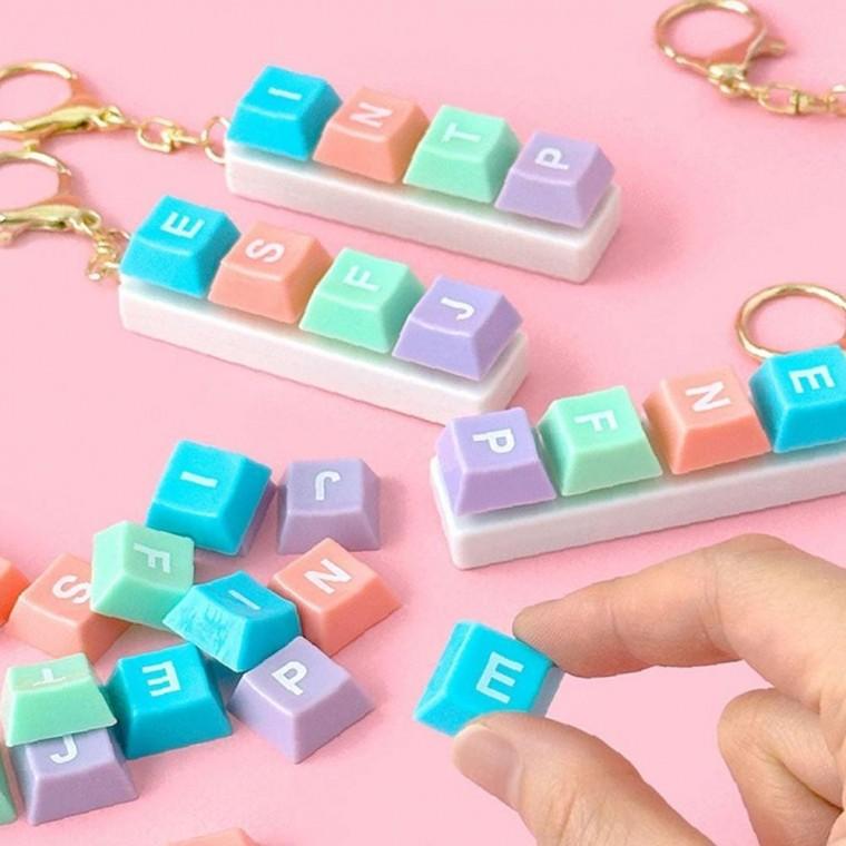 MBTI 키캡 톡톡한 키링 만들기 혼합 4개 DIY 키보드 클릭커 딸깍이