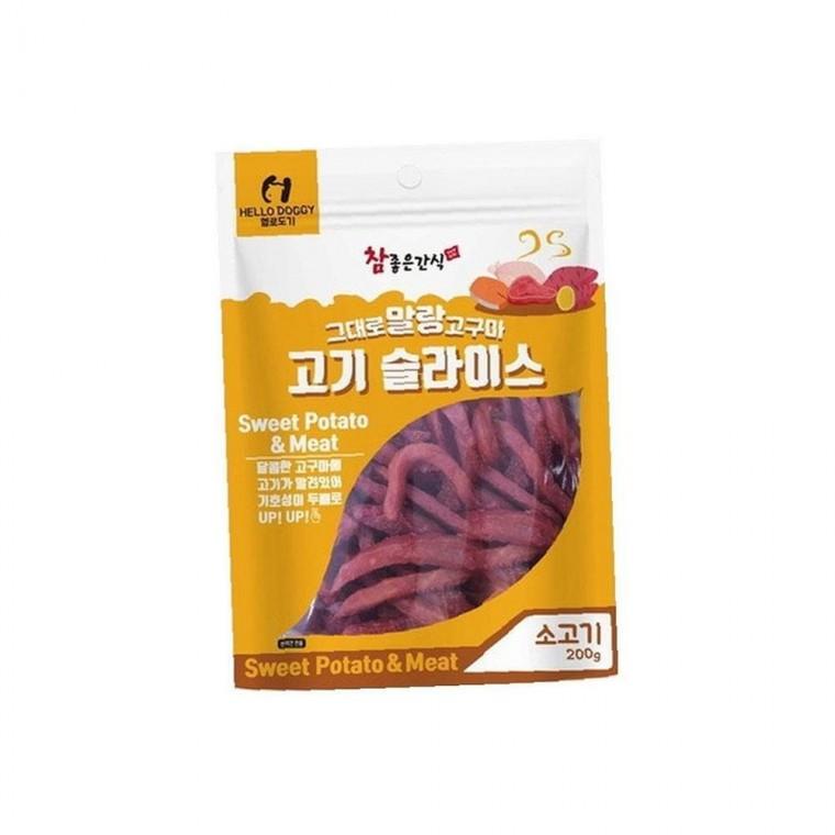 그대로 든든한 말랑 고구마 고기 슬라이스 소고기 200g 1P 강아지 간식