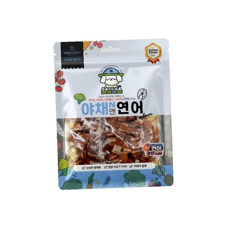 야채앤 부드러운 연어 큐브 160g 1P 어린 강아지 노령견 간식