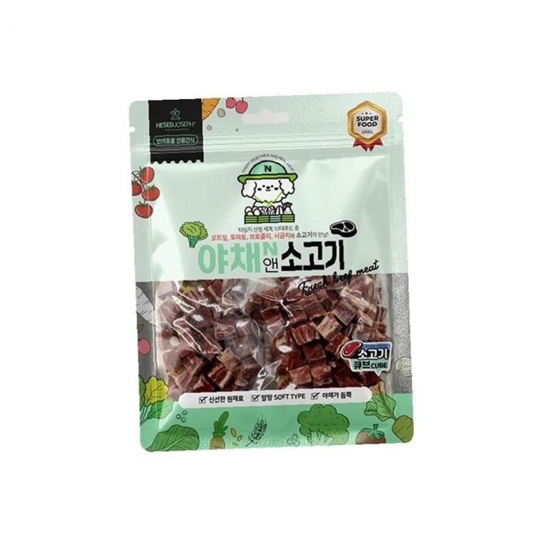 야채앤 말랑한 소고기 큐브 160g 1P 어린 강아지 노령견 간식