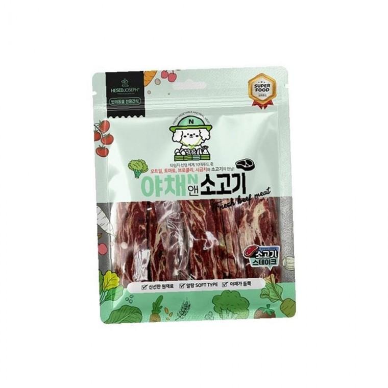 야채앤 균형있는 소고기 스테이크 160g 1P 어린 강아지 노령견 간식