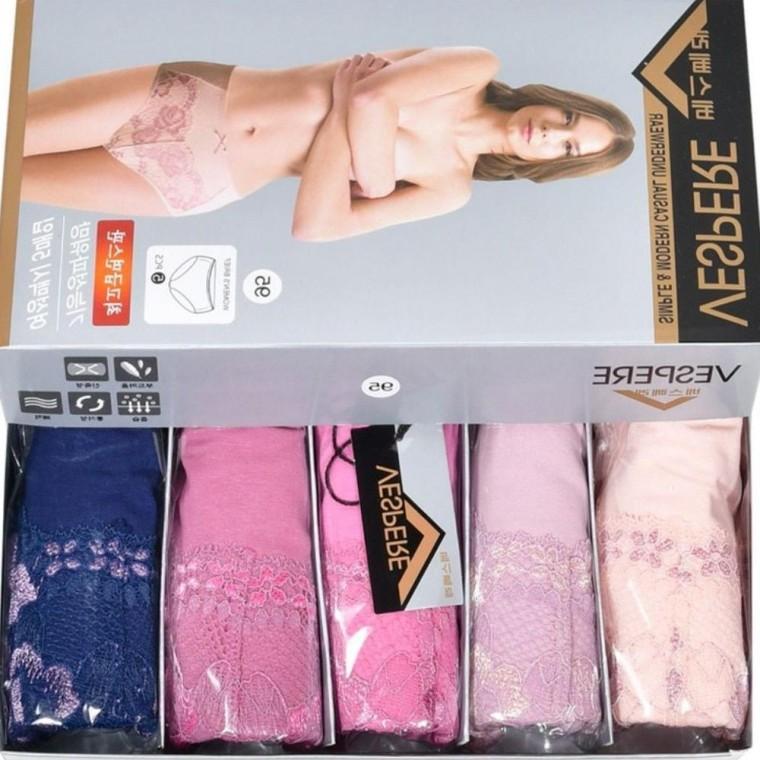 여성 산뜻한 삼각팬티 5매입 면스판 맥시 봉제라인