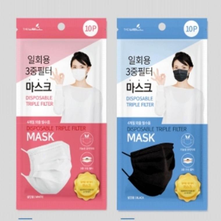 3중필터 마스크 대형 10매입 귀안아픈마스크 1회용마스크