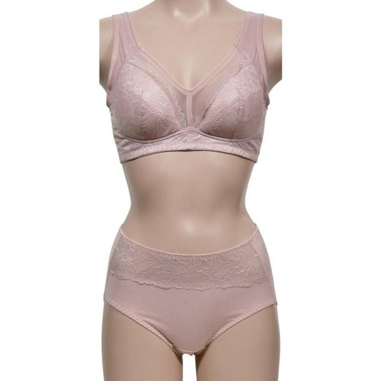 여성스러운 레이스 깔끔한 풀컵브라 맥시팬티 세트