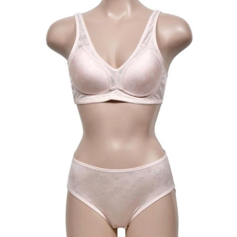 청량한 인견소재 여유핏 풀커버 노와이어 브라팬티 세트