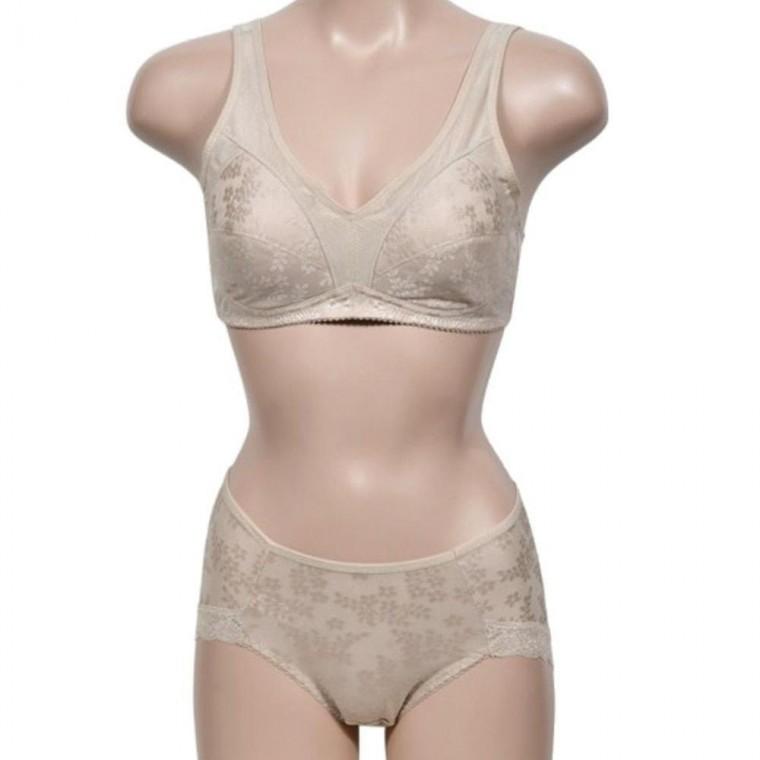 우아한플라워 노와이어 포근한 풀커버 브라 팬티 세트