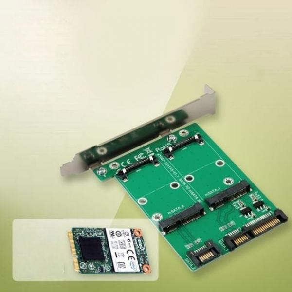 50mm PC브라켓 to mSATA SATA 컨버터 2포트