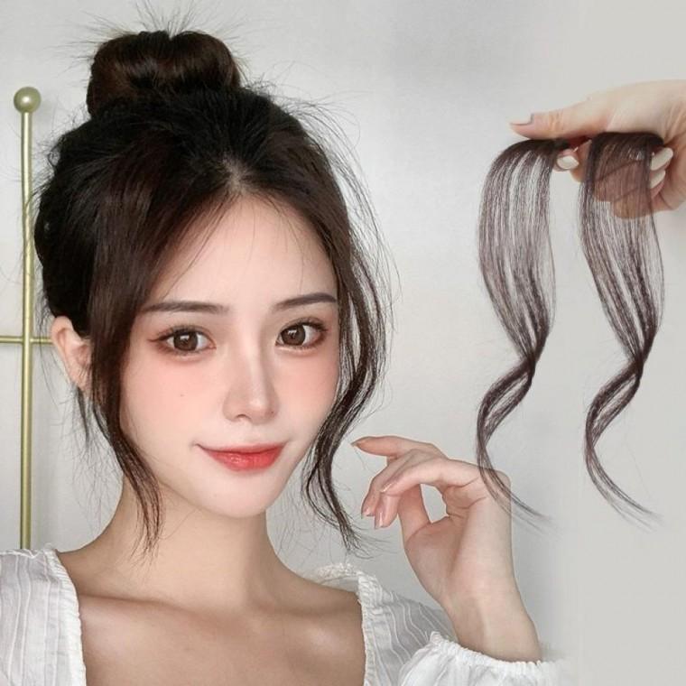 2개 S자 앞머리 피스 부분 가발 SD240527 인모 시계 모리스 통가발 연습모 패션잡화 미용가발 여성가발 쥬