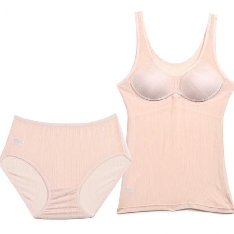 여성 편안핏 노와이어 몰드형 브라 러닝 맥시팬티 세트