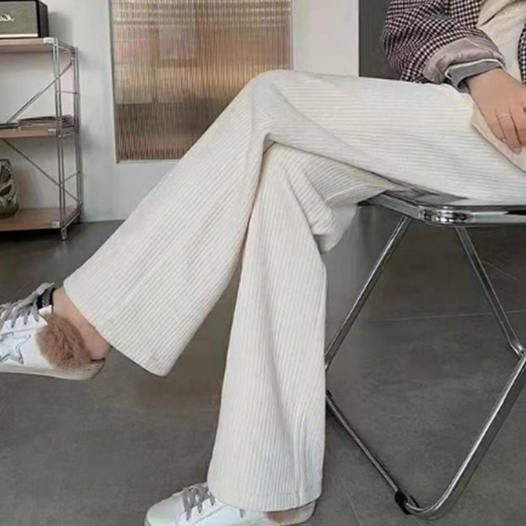 여성 코듀로이 내추럴한 와이드 밴딩 팬츠 일반 1P 간절기 통넓은 바지
