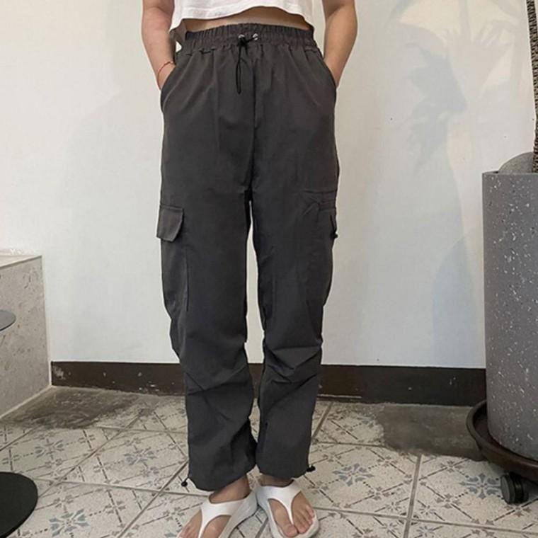 여성 편안한 데일리한 밴딩 카고 팬츠 1P 하단 스트링 포켓 건빵 바지 작업