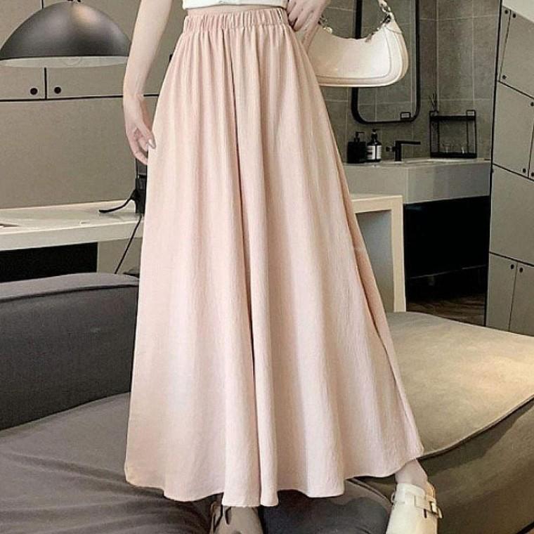 우먼즈 허리밴드 탄탄한 와이드 데일리 롱팬츠 통바지