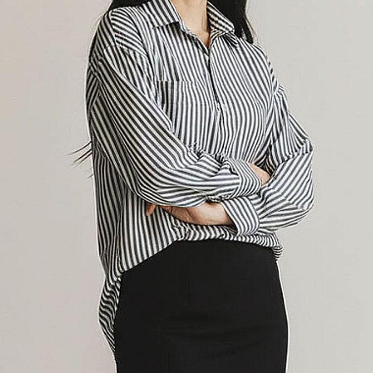 여성용 오버핏 포근한 스트라이프 남방셔츠 캐주얼 남방 블라우스