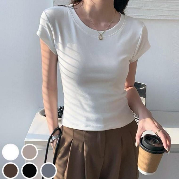 우먼즈 기본 데일리무드 기본핏 라운드넥 슬림핏 여름 데일리 반팔