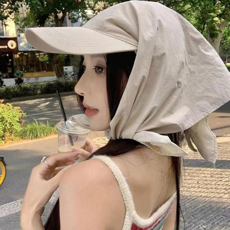 라이트한 무지 캐주얼한 두건 보넷캡 1P 페이스 풀커버 헤어커치프 반다나