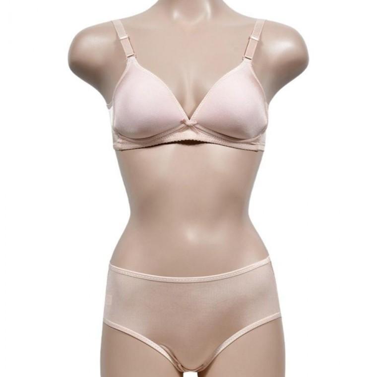 여성 내추럴 브라 팬티 세트 노와이어 인견소재 몰드형