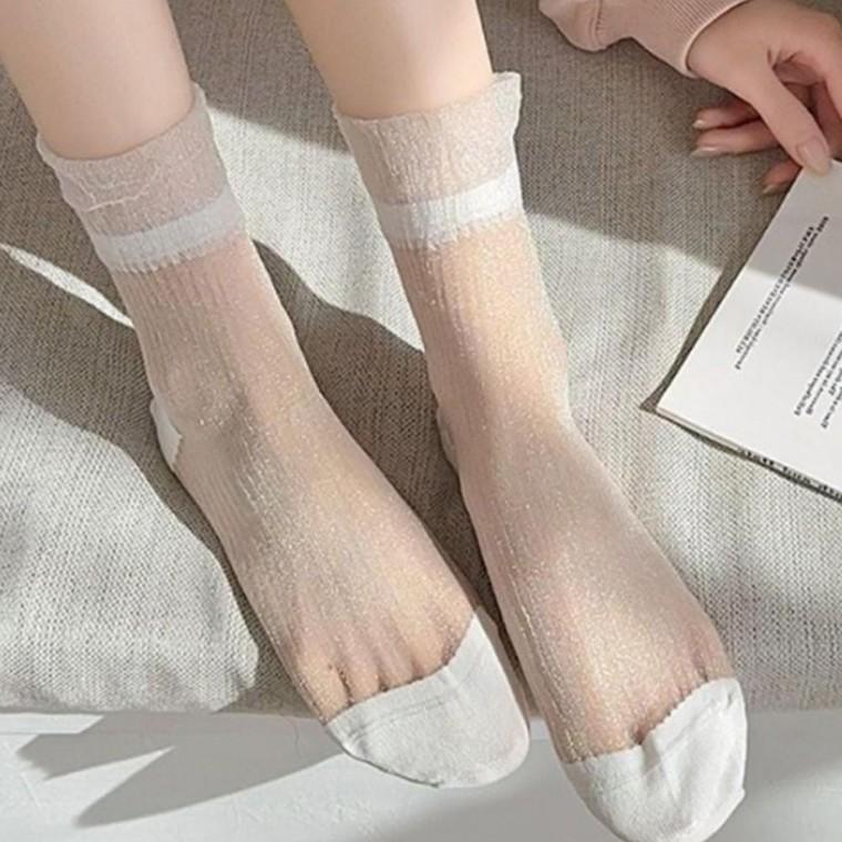 여성 펄 깔끔한 시스루 여름 중목 양말 1켤레 시원한 데일리 삭스 여유핏