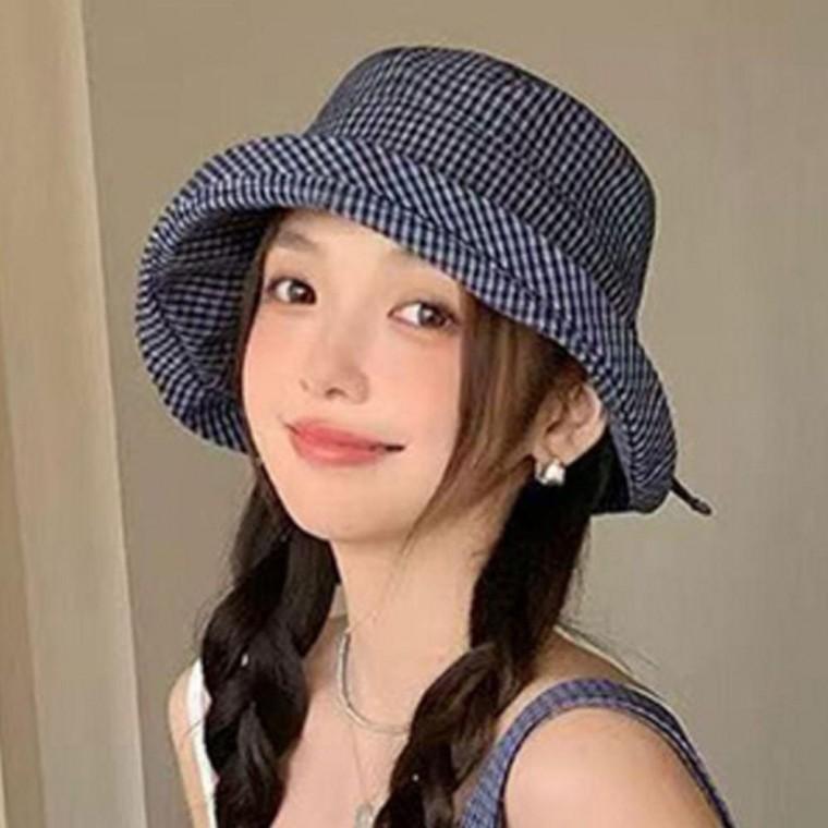 여성 활용도좋은 체크 벙거지 모자 1P 얼굴 소멸 미니멀 코디 버킷햇 사계절