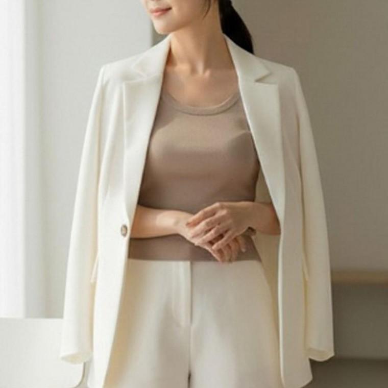 여성 단정한 쇄골 라인 스퀘어 나시티 1P 세로 골지 슬림핏 이너 민소매