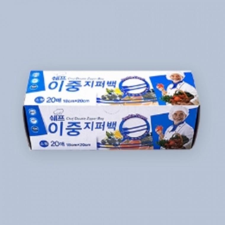 소형 이중지퍼백 20매 18x20cm 음식지퍼백 비닐지퍼팩 비닐백