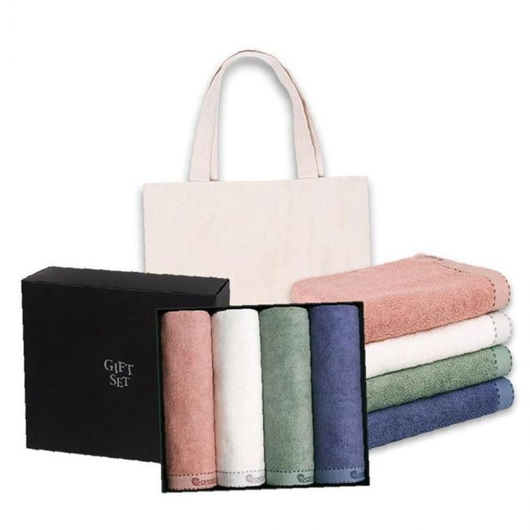 샤프란 부드러운 뱀부얀 130g 국내생산 고급 타올 4P 기프트 세트